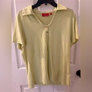 Oscar de la Renta Light Green Striped Top